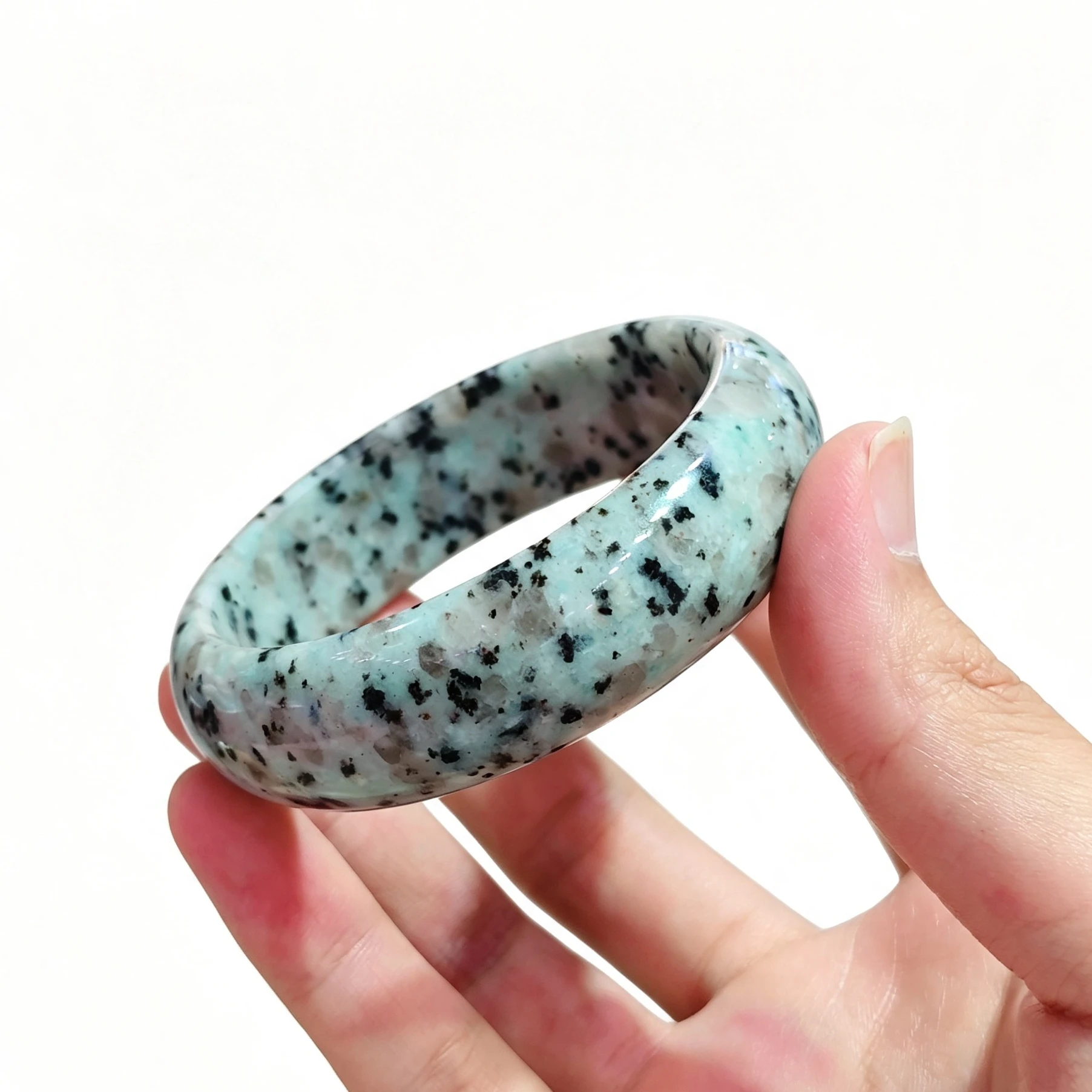 natural-kiwi-jasper-bangle-bracelet-mint-green-black-spotted-bangle-smooth-polished-gemstone-jewelry-gift-women
