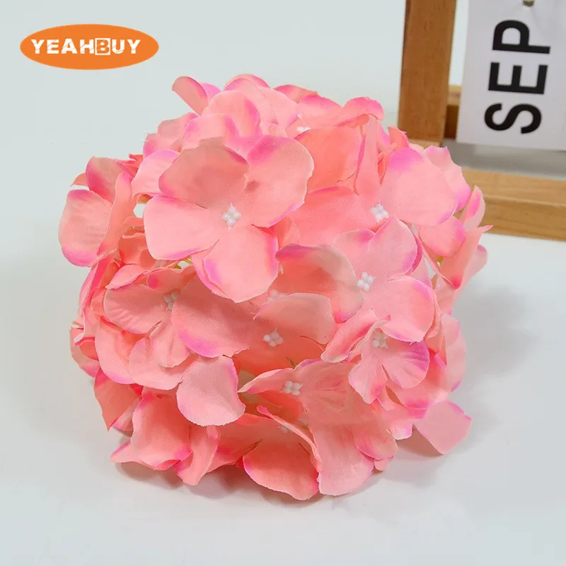 50 Stück 14 cm 16-farbige künstliche Hortensienblütenköpfe aus Seide für DIY Hochzeitswandsträuße, Party, Markt, Garten, Blumendekoration – Detail 4