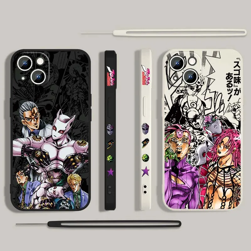 Anime JOJO Villain Diavolo Dio For Apple iPhone 17 16 15 14 13 12 11 Pro Max Plus mini Liquid Left Rope Phone Case Cover