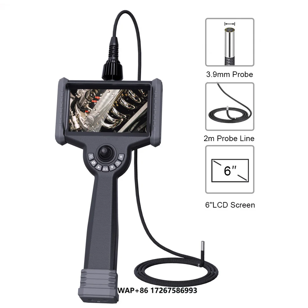 3.9mm Articulated Industrial Endoscope  HD 720P Automotive Borescope with IP67 Waterproof Probe CMOS Sensor CE Certified