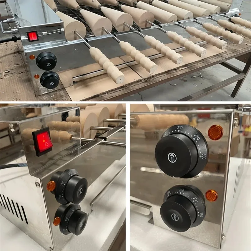 With 8 Roller Electric Hungarian Chimney Cake Maker Chimney Cake Rolls Grill Oven Machine Waffle Maker Bread Roll Baking Machine
