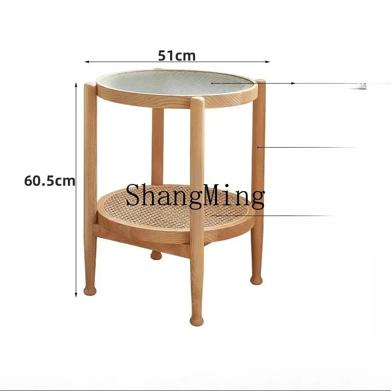 

ZYY rattan coffee table living room sofa Changhong glass edge few combination bedside Internet celebrity small table G