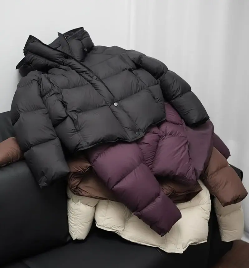 ZAROY Women's Thick Warm Cotton Jacket With Rhinestones Winter Casual Stand Collar Zipper Pocket Down Coat Puffer куртка