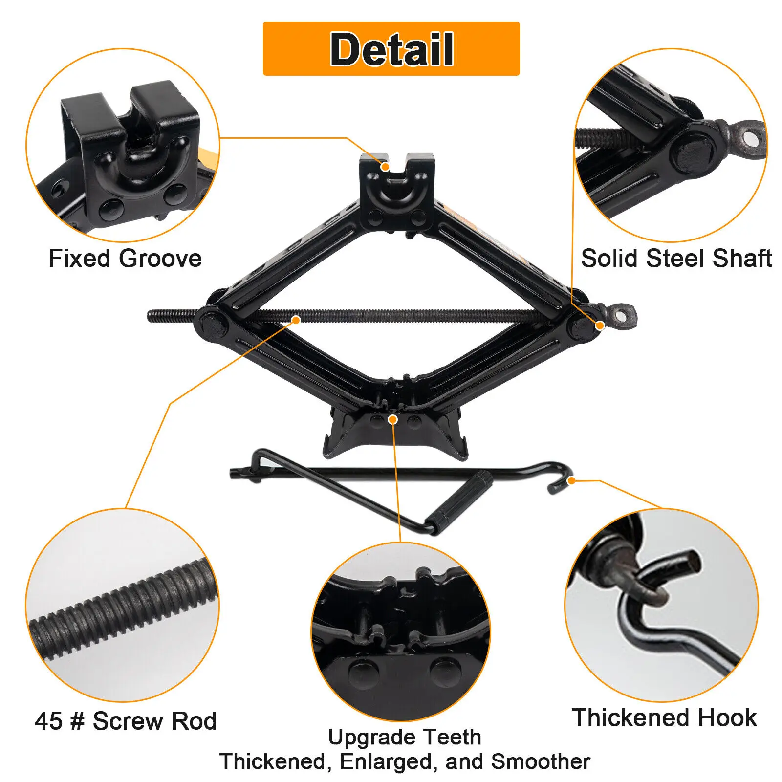 Car Jack 8-32/11-40cm Foldable Car Repair Tool 1, 2 Ton Hand-operated Scissor Jack with Hand Rocker Truck Jack