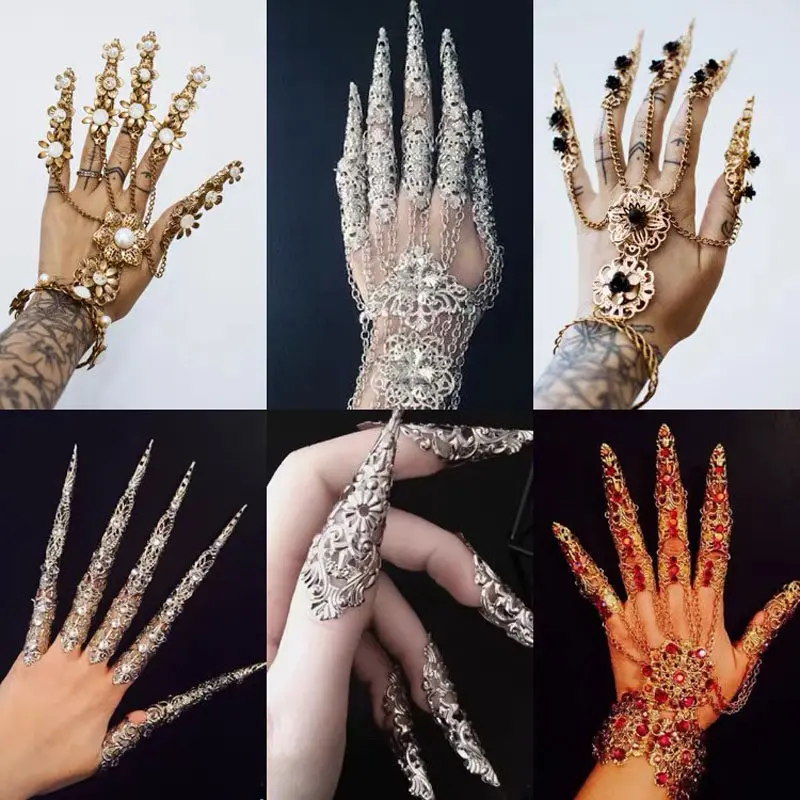 Chain Queen Long Nails Dance Bracelet Finger Covers Party Decoration Halloween Decoration Mask