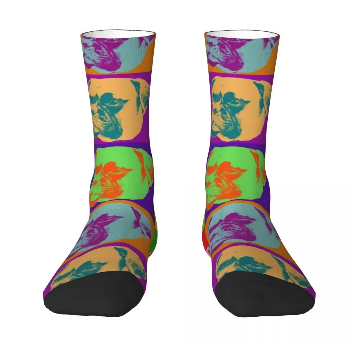 

Boxer Dog Pop Art Retro 90s 80s 70s 60s Bright Colors Unique Love Boxer Dogs Gift idea Socks luxe summer Socks Male Women's