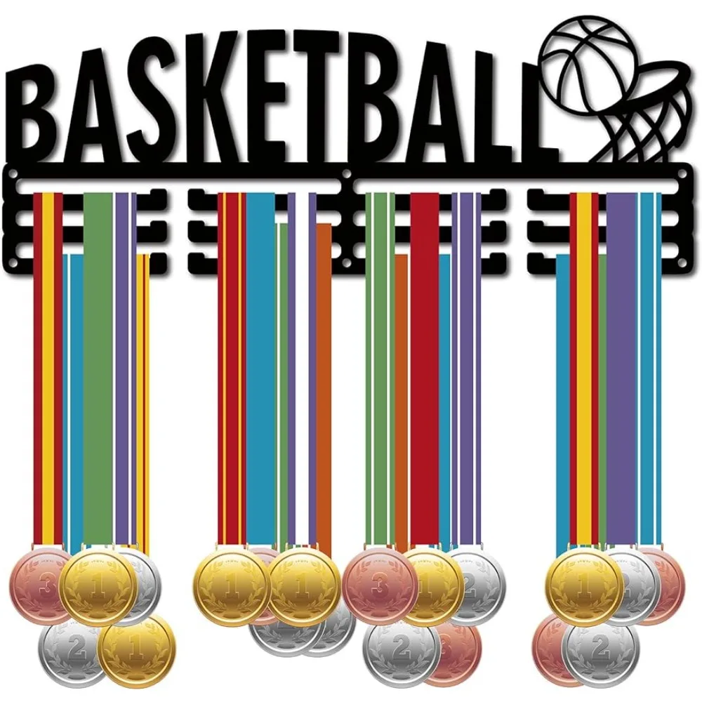 

Basketball Medal Display Holder Sports Metal Medal Hanger Black Wall Mount Hanger Decor Award Display Case Badge Holder Racks