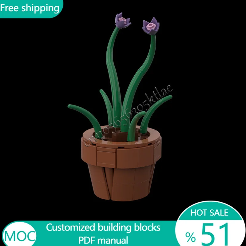 123 PCS Flowers Chives MOC Customize Modular Building Block Model Technology Popular Design Simple DIY Boys Toy Christmas Gift