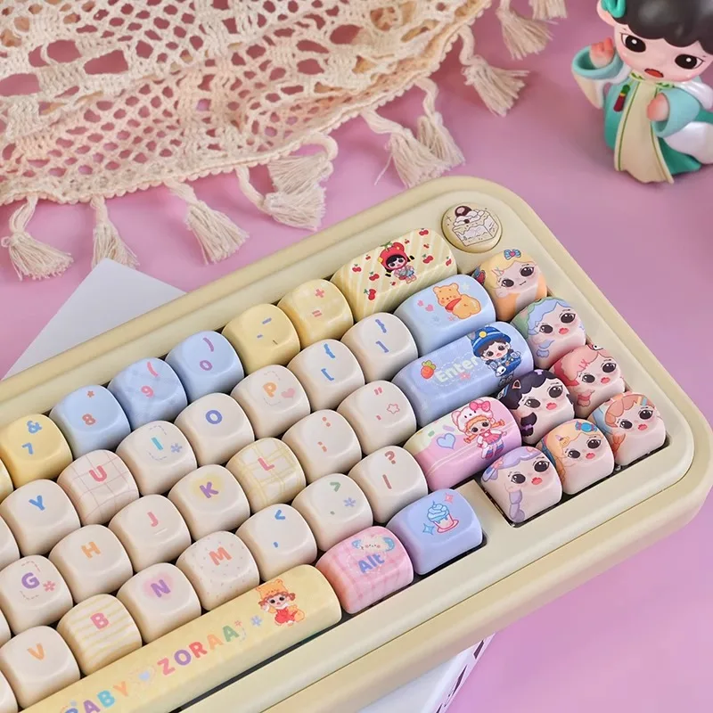 

Sweetheart Bubble Theme Key Caps Thermal Sublimation Cherry/Moa Profile Game Mechanical Keyboard 131 Key Customized Keycaps