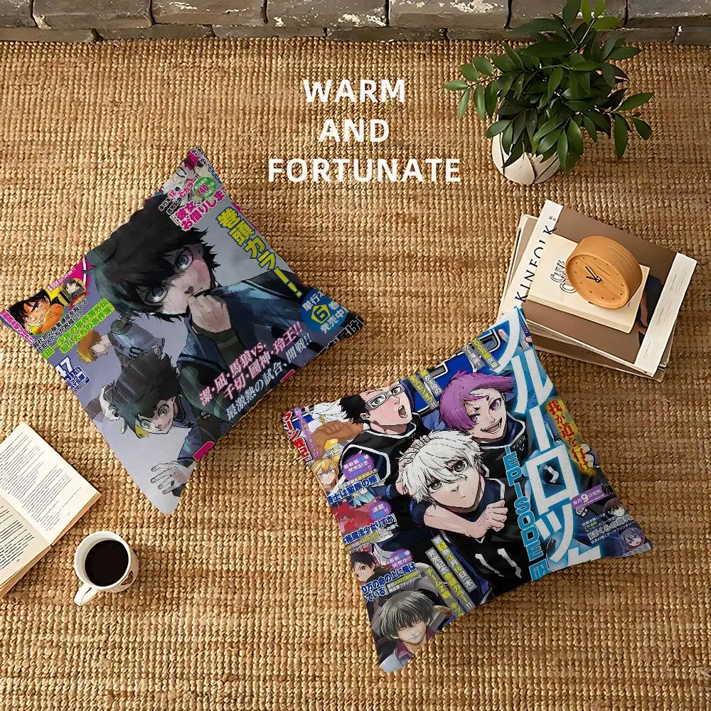 أنيمي الأزرق قفل غرفة ديكور جماليات كيس وسادة ديكور المنزل غرفة نوم أريكة سرير الأريكة وسادة غطاء 45x45 #4