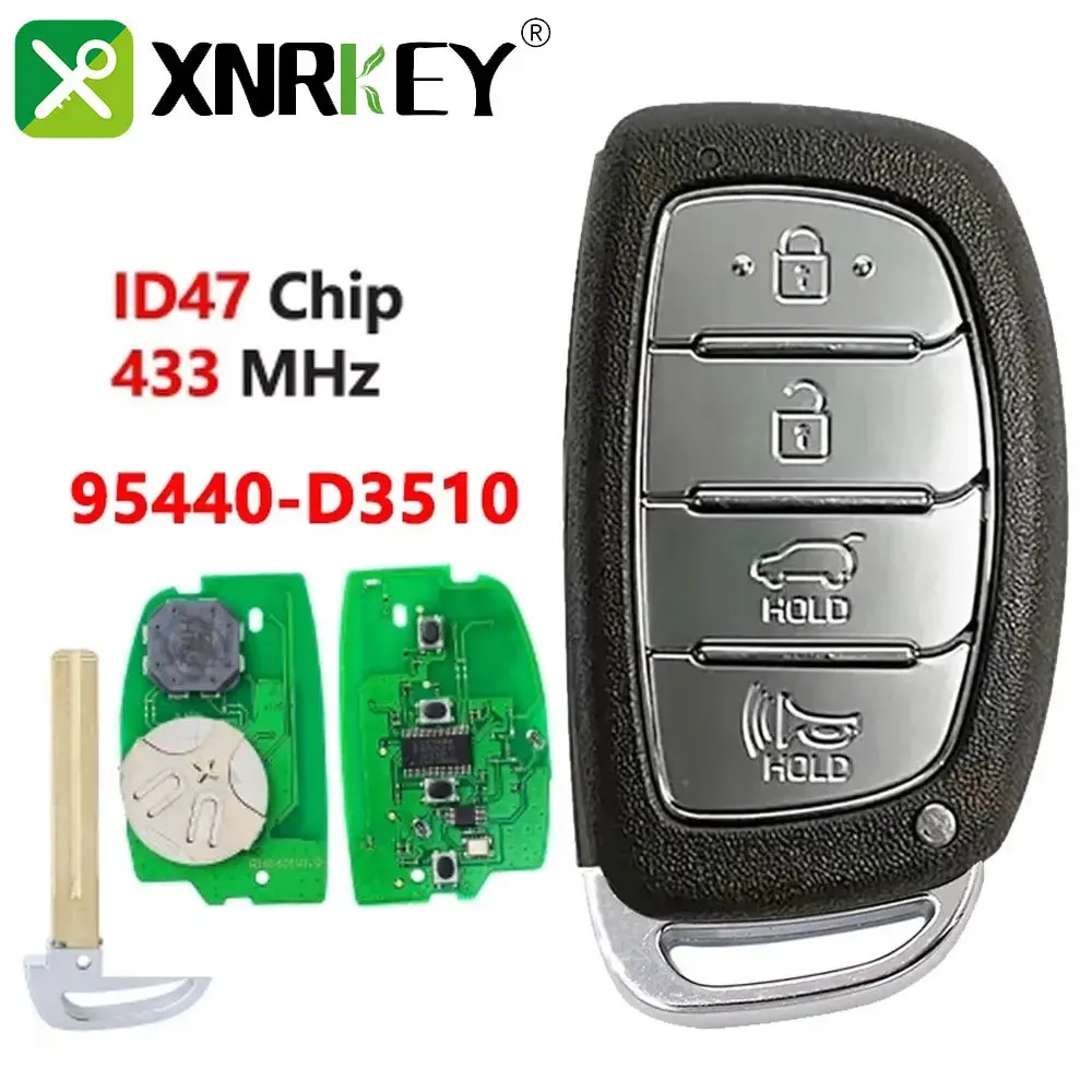 XNRKEY 95440-D3510 TQ8-FOB-4F11 Keyless Smart Car Key 433.92MHz FSK NCF29A1X 47 Chip For 2018 2019 2020 2021 Hyundai Tuc