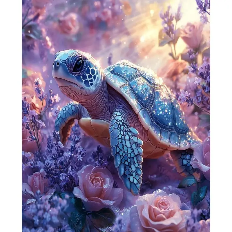 

PhotoCustom 5d Diy Diamond Painting Turtle Animal Full Round Diamond For Adult Wall Decor