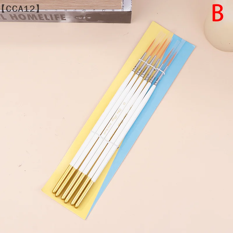 4/6 قطعة فرشاة ألوان مائية مدببة مستديرة برأس مسطح شعر ناعم مدبب خطاف شعر من النايلون أقلام خطية أقلام رسم حرفية #5