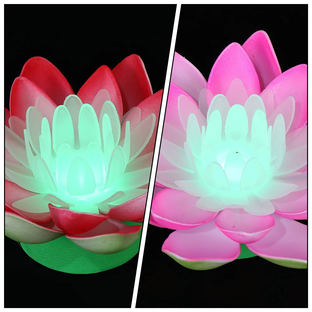 

2Pcs Lotus Light Ornament LED Illuminated Powered Small Decor for Home Temple Festival Ceremony Decoration Gift Idea