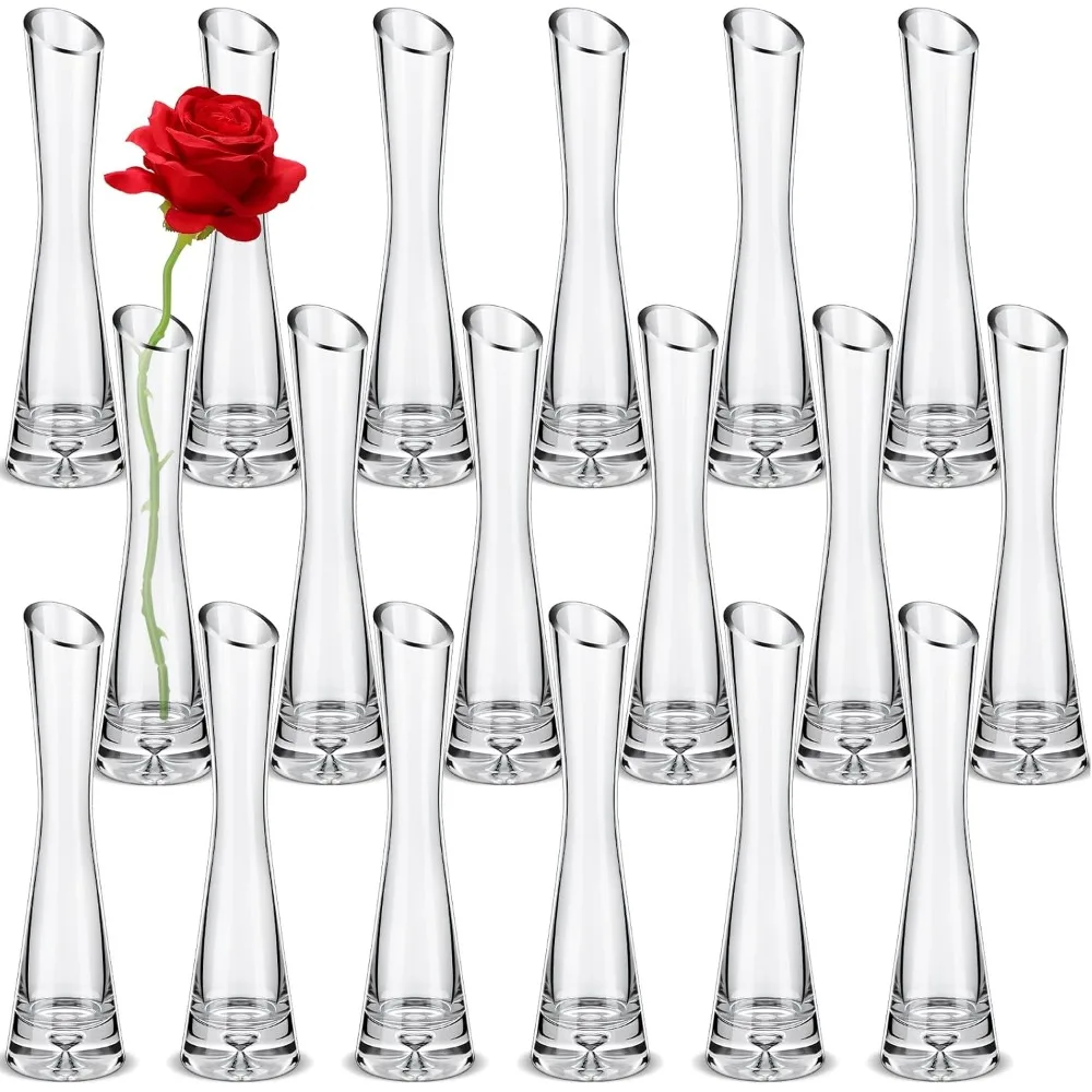 

Set of 18 tall glass vases for centerpiece bud vase single rose vase small bud vase for wedding party event in bulk