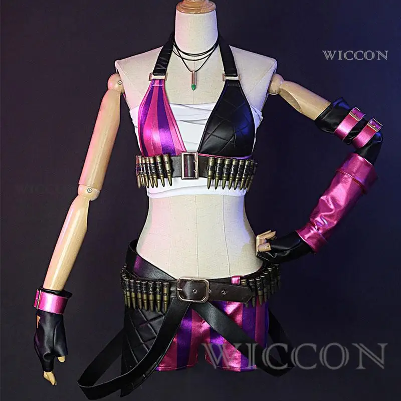 

New Arrival Game LOL Cosplay Arcane Jinx Costume Carnival Halloween Party Costumes Outfits Fancy Women Sexy Suit Accessories