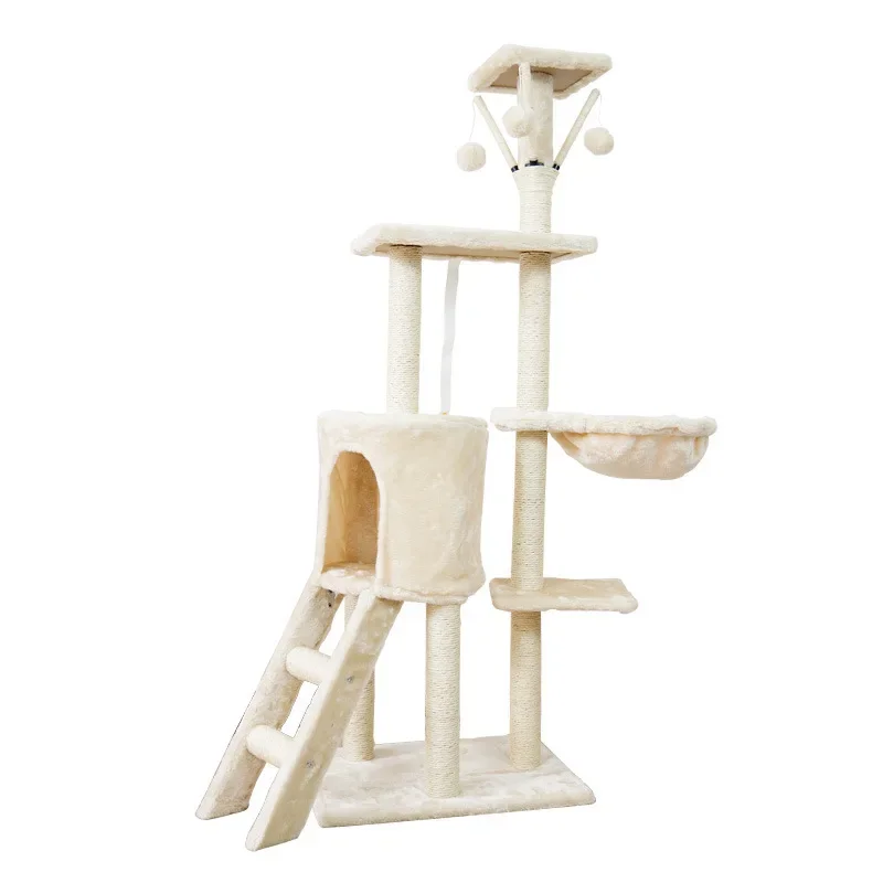 

Hot Sale and High Quality Manufacturer Plush Cat Tree Large Climbing Frame Scratcher Components Wood Cat Tree House tower