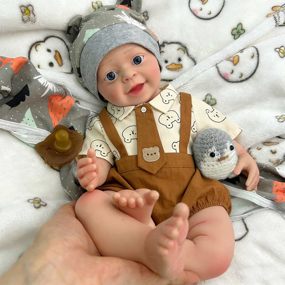

45cm Full Body Soft Silicone Reborn Baby Boy Can Use Pacifiers Realistic Skin Veins Weighted Companion Therapy Doll for Adults