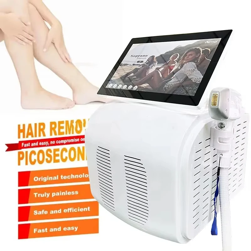 Machine d'épilation professionnelle portable, 4 vagues, diode, glace, laser, corps, personnes âgées, équipement cl rite permanent, 2024, 808, 755