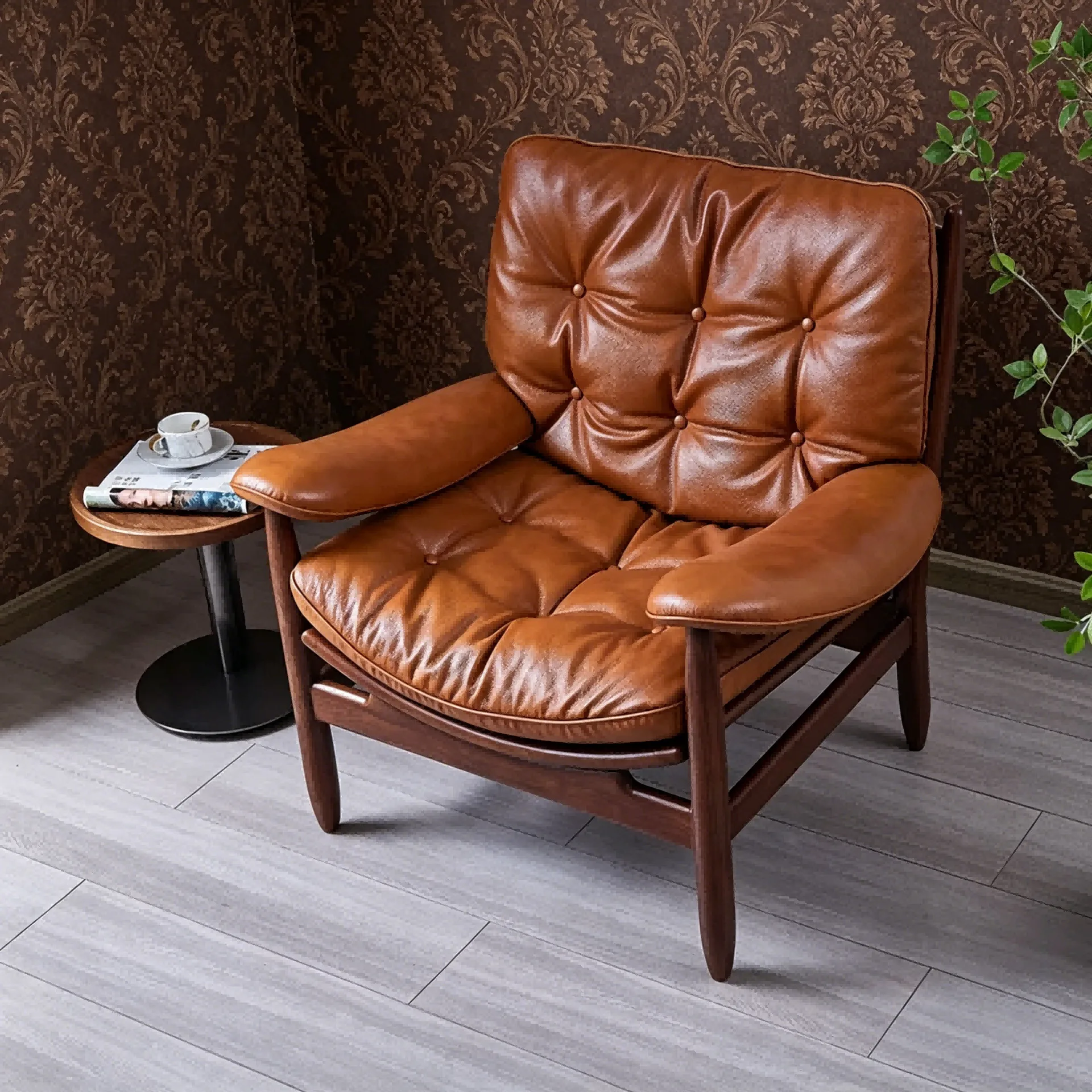 

PYJ vintage style single seat solid wood villa vintage living room balcony lounge lounge sofa chair