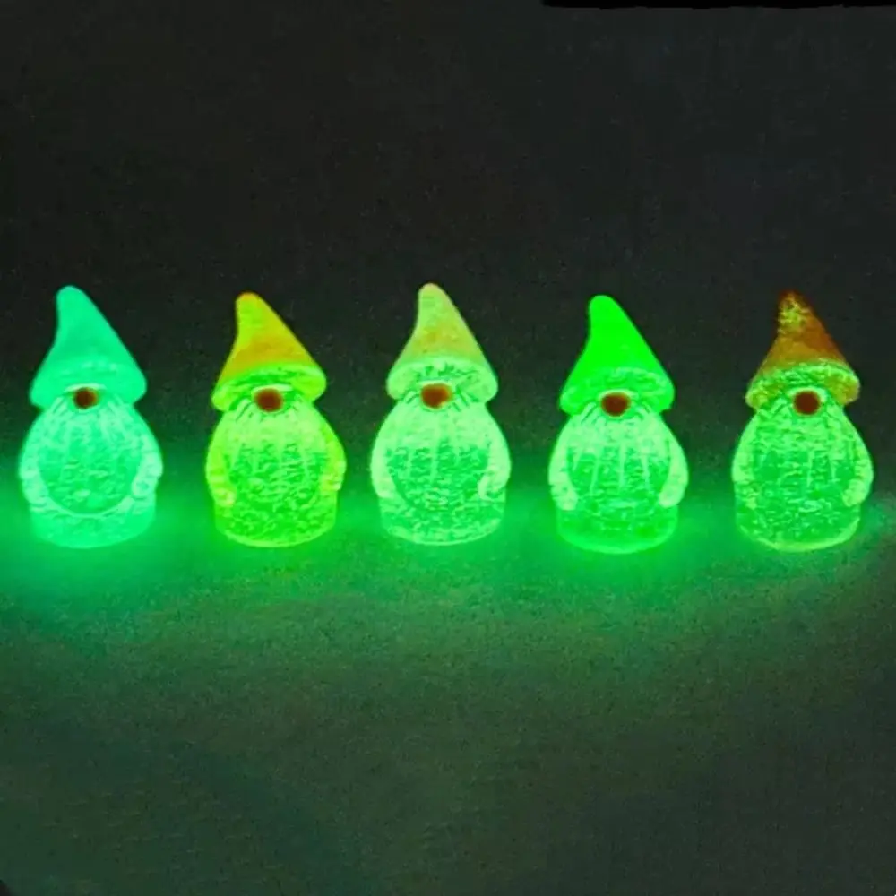 6pcs NEW Tiny Miniature Gnome Figurines Luminous Effect Glow in The Dark Fairy Garden Statues Miniature Decor Landscape Decor
