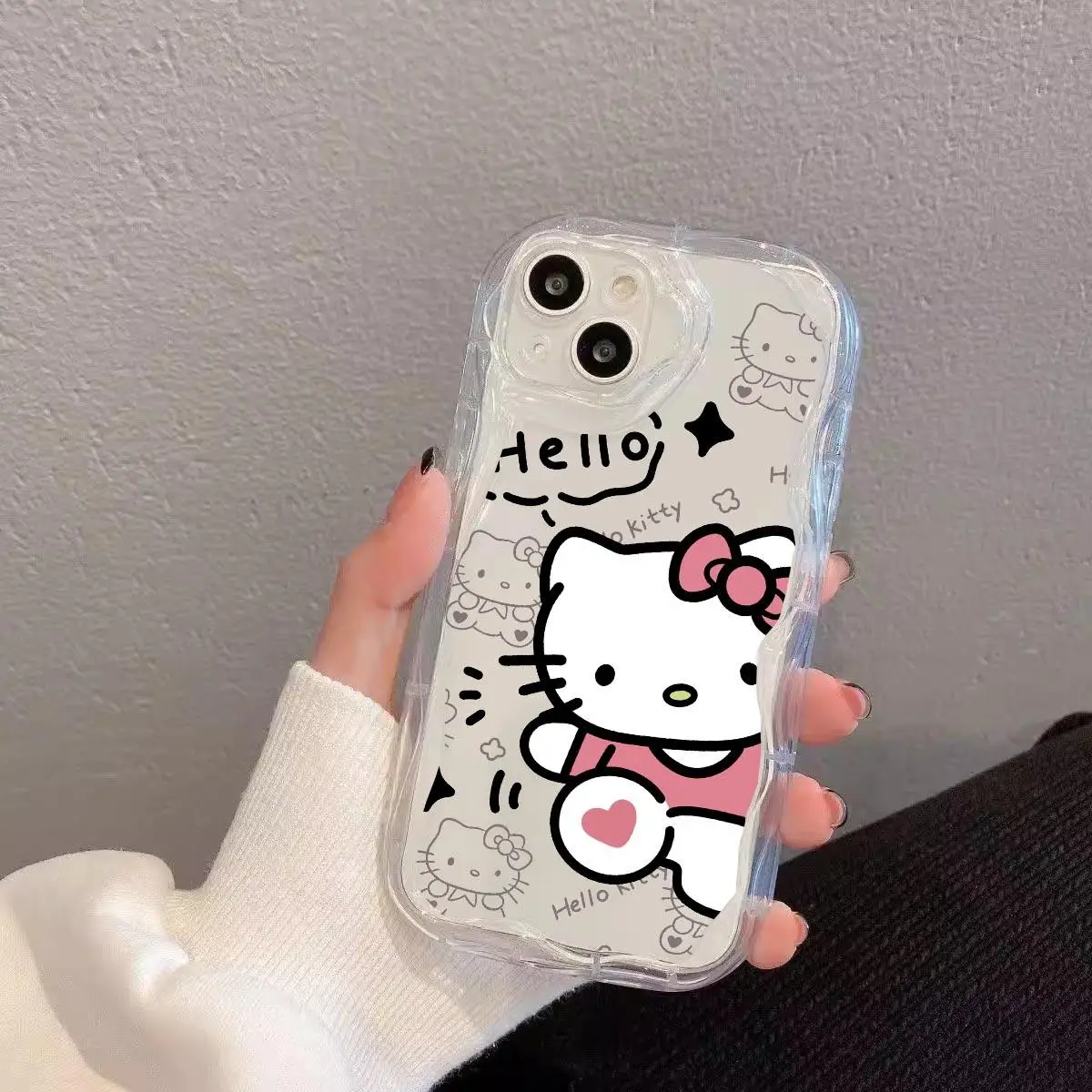 Custodia per telefono Sanrio Ins Hello Kitty per IPhone 15 Pro Max 14 11 12 13 Mini XR 6s 6 8 7 Plus X XS SE 2020 2022 Y2k Girl Clear Gift