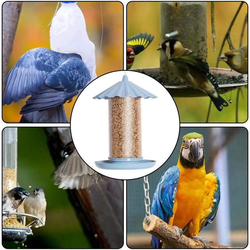 

Wild Bird Feeders Hangable Outdoor Hummingbird Feeder Outdoor Decoration With Roof Design Large Capacity Bird Feeding Station