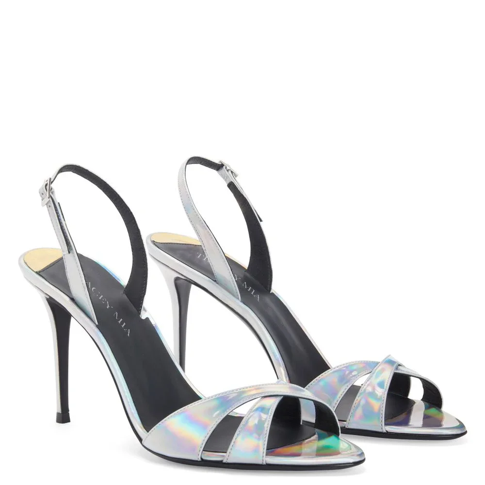 New Slim and Versatile One-piece Buckle with Exposed Toe Pointed Nude High Heels, Minimalist Sandals for Women view 3
