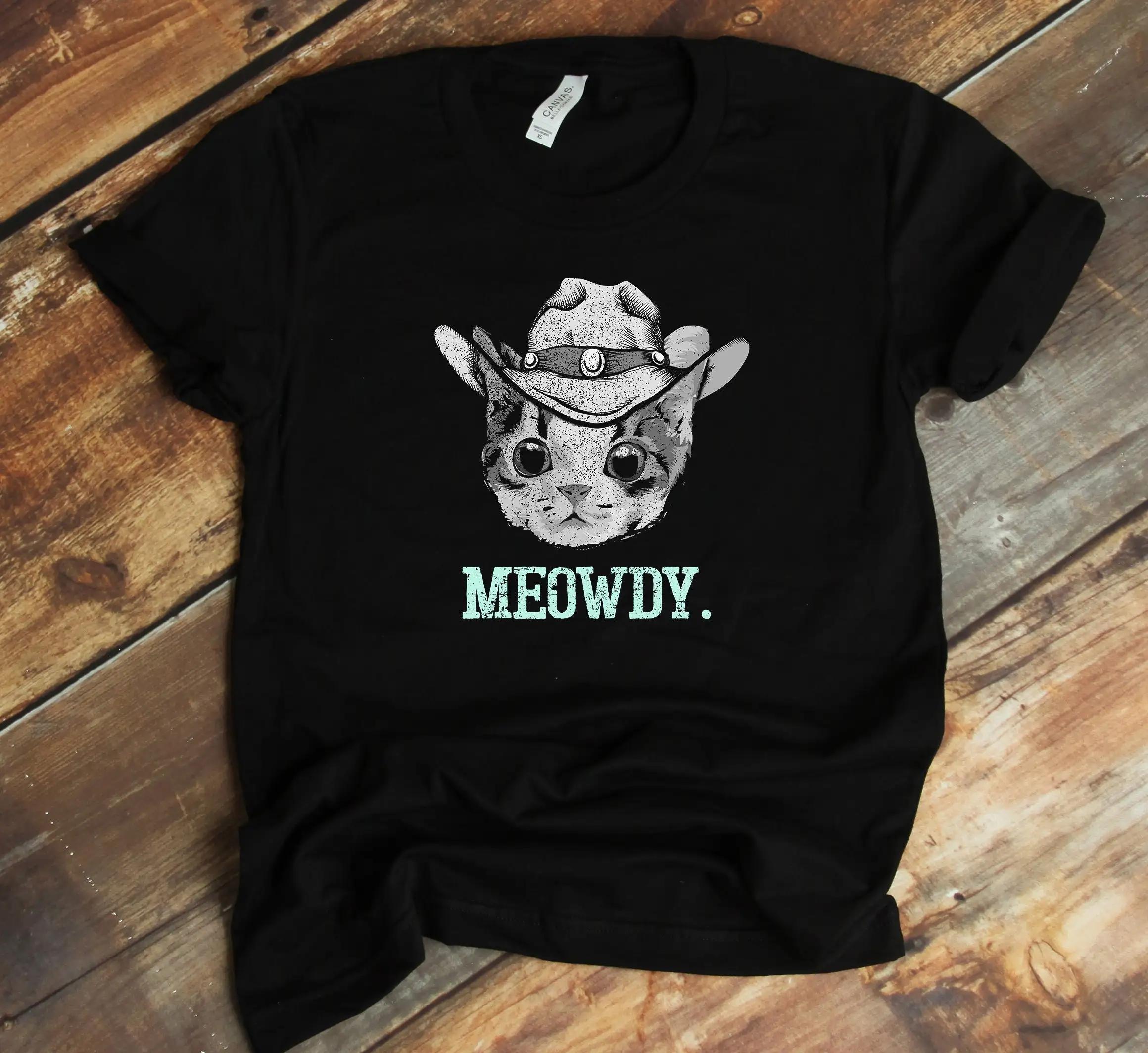 Meowdy Cowboy Cat T Shirt Cowgirl Western Country Funny Lover