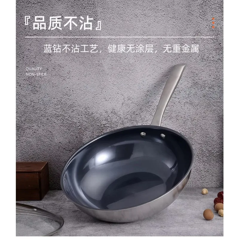 

PYJ uncoated pure titanium wok is not easy to stick to less wok induction cooker gas stove titanium pot is not sticky