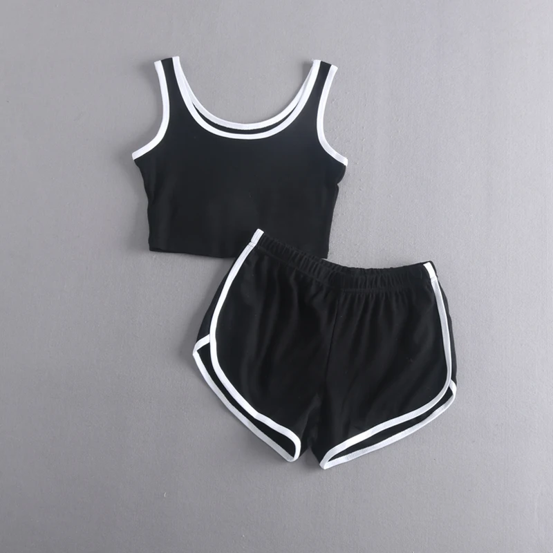 

Summer Casual Sports Set Women's 2024 New Fitn Running Yoga T-irt Vest Strap orts Two-piece Cotton Work out Suit