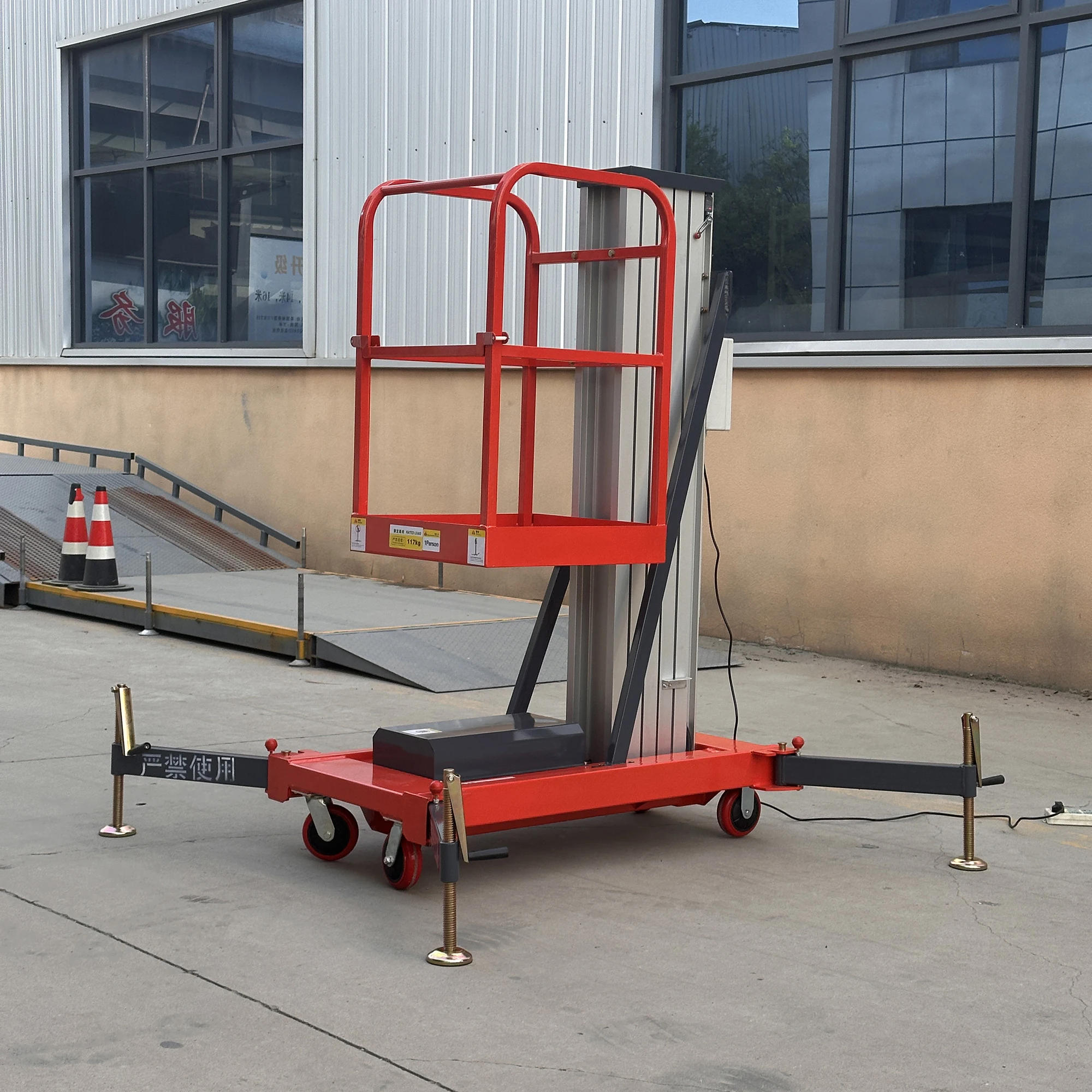 

Customized 4m-10m Electric Lifting Platform Mobile Vertical Hydraulic Aluminum Alloy Lift Single Mast Aerial Working Platform