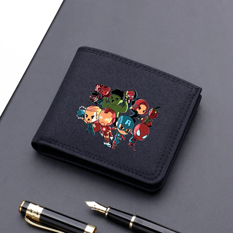 Disney-monedero plegable de Los Vengadores de Marvel para hombre, billetera con estampado de dibujos animados de película de Anime, Mini bolsa de