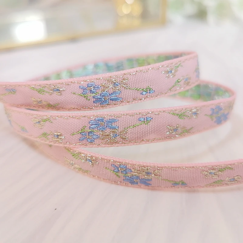 5 Yards 0.4 Inch 10MM Spring Color Series Floral Woven Jacquard Ribbon Dress decoration webbing DIY Bow Accessories