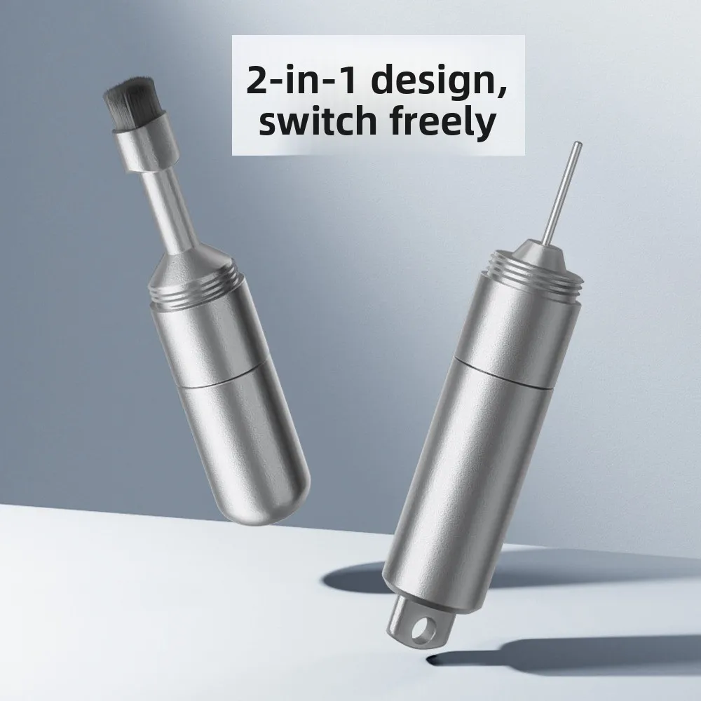 2 في 1 سلسلة المفاتيح بطاقة SIM صينية القاذف دبوس مكافحة خسر تنظيف فرشاة إخراج إزالة إبرة خفيفة الوزن المدمجة #3