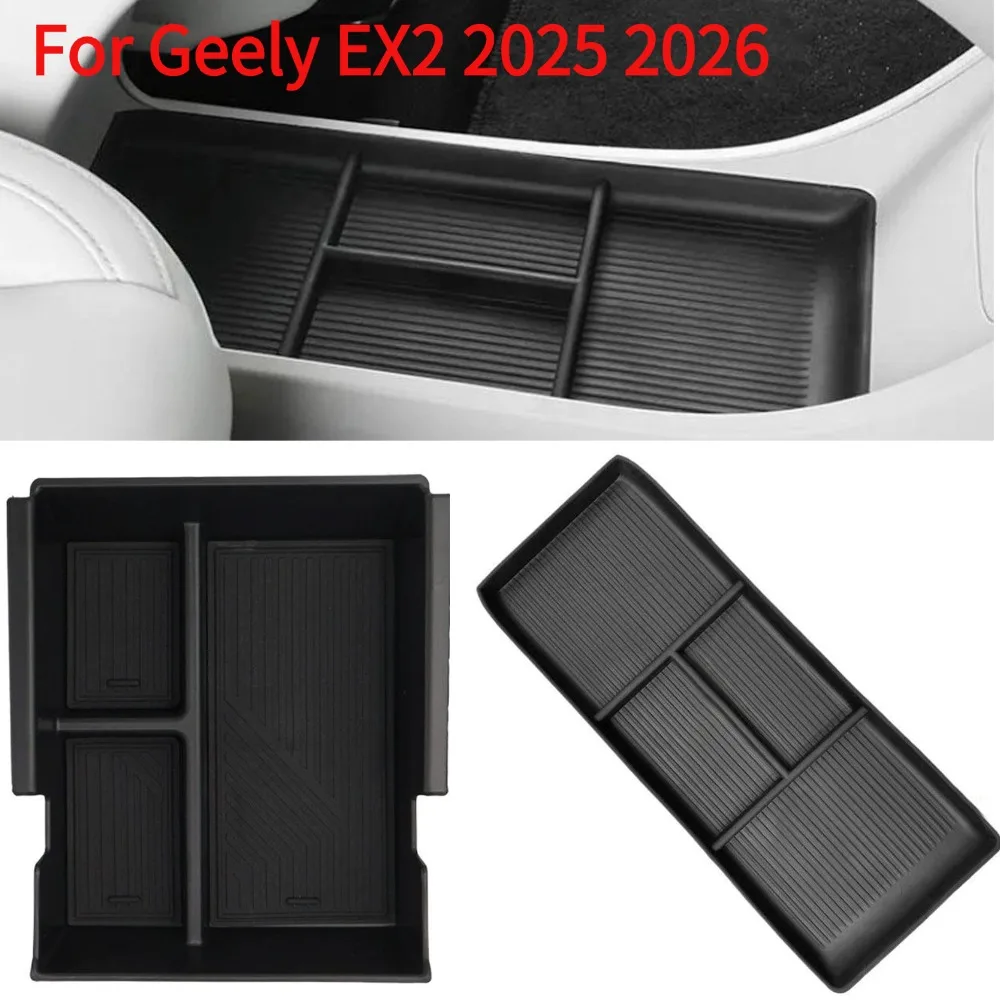 Caixa Organizadora para Console Central e Apoio de Braço do Carro Geely EX2 2025 2026, com Divisórias e Bandeja Inferior para Armazenamento Interno