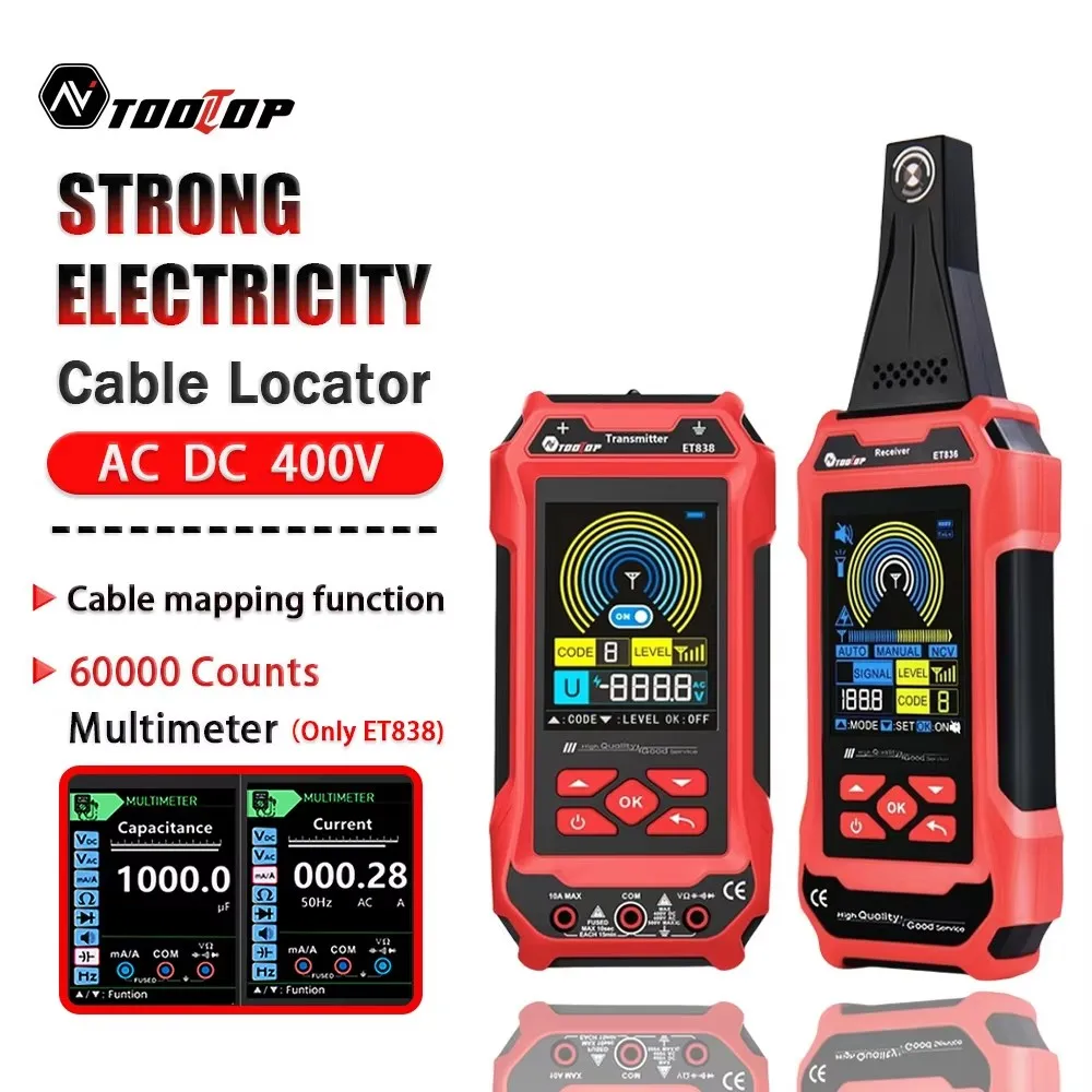

Многофункциональный подземный кабельный локатор TOOLTOP с 60000 счетчиков, цифровой мультиметр, детектор электрического кабеля 3,2 дюйма