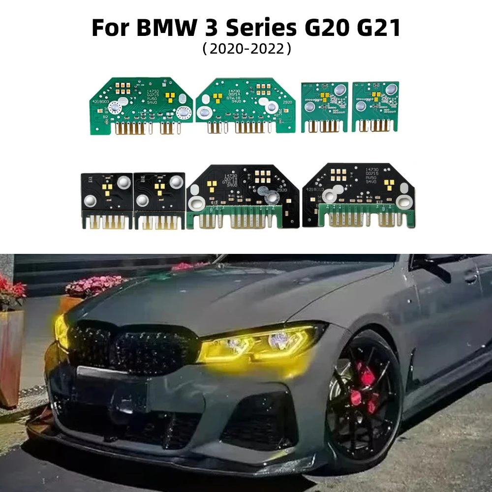 

Лимонно-желтые светодиодные платы Angel Eyes DRL для BMW 3 серии G20 G21 2020-2022 320i 330i Адаптивные фары дневного света