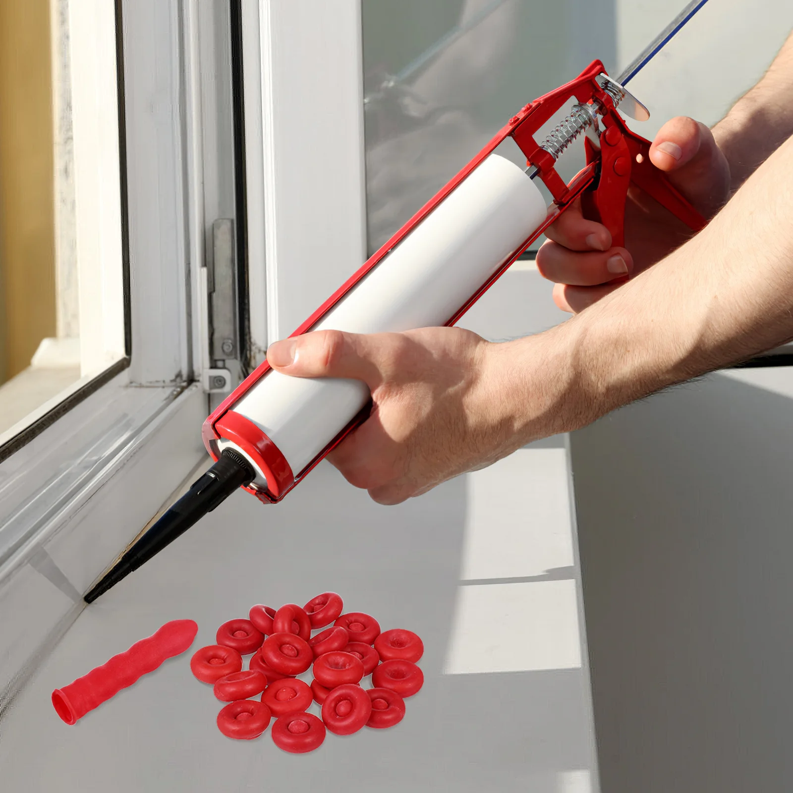 20 Pcs Little Red Riding Hood Nozzle Protective Cover Binder Tool Emulsion Radiator Valve Cap Caulk Protector