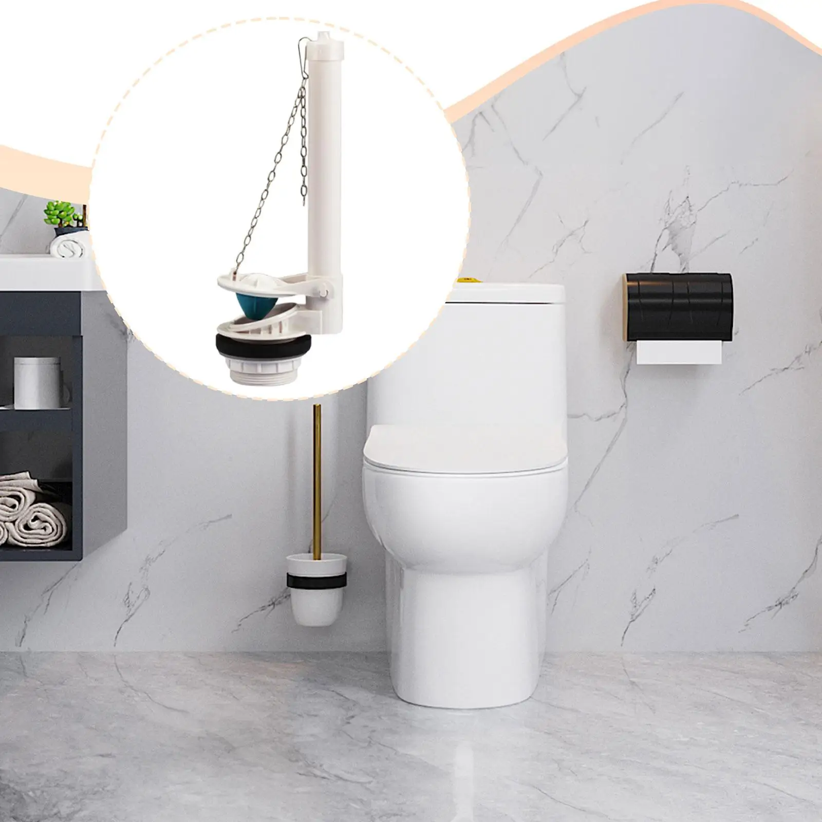 

Toilet Flush Valve Kit Universal Toilet Accessories ABS Plastic Bathroom Replacement Part for Home Repair