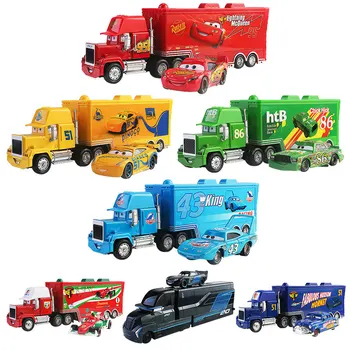 Disney Cars Cars 2 3 Lightning McQueen Mack Uncle Jackson Storm Car Truck 1:55 Diecast Vehicle Metal Toys Gift for Children