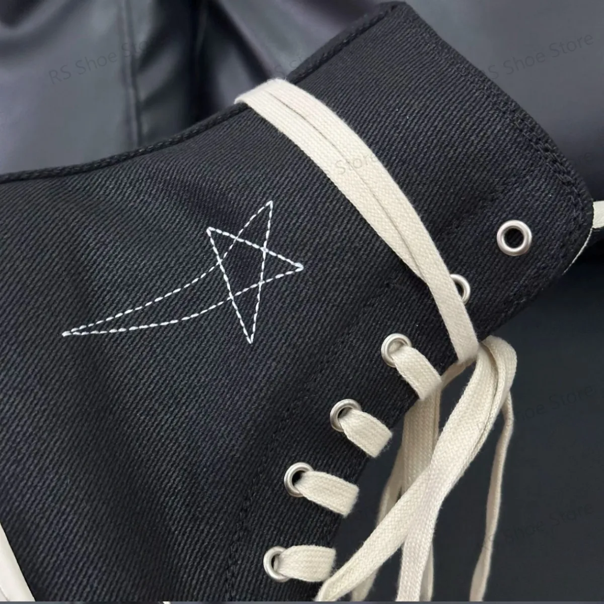 R-o Ankle Boot Men High Top Shoe Black Canvas Women Sneaker Casual Shoes Waxed Canvas Sneakers Zipper Lace Up Boots