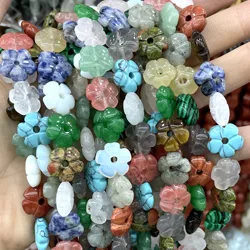 Natural Flower Shape Labradorite Agates Rose Quartz Gem Stone Loose Spacer Beads Diy Necklace For Jewelry Making Accessories