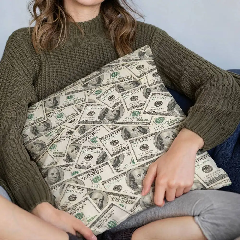Money Print Cash Cushion Cover Pillowcase Upholstery Dollar pillows for sofa Throw Pillow Home Decor Pillowcas