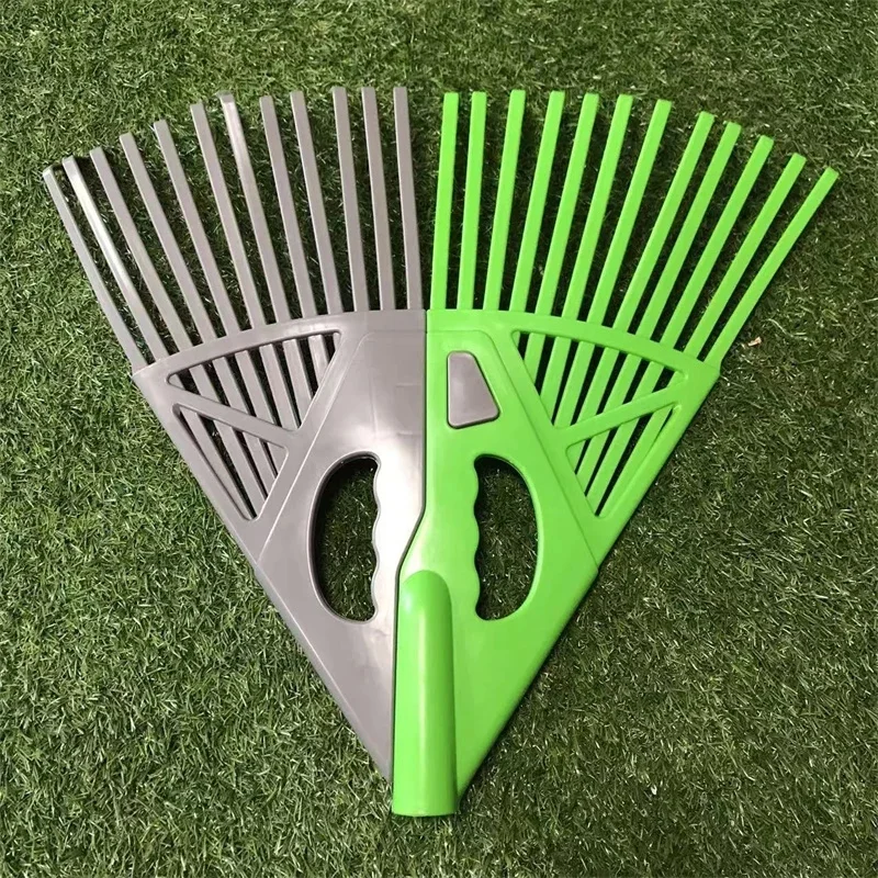 2 In 1 Handheld Detachable Long Handle Plastic Leaf Rake Lightweight Wide Head Garden Rake For Lawn Yard Leaf Grass Cleaning