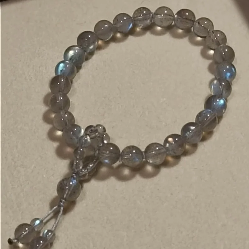

Natural Labradorite Bracelet | 7mm Gemstone Round Beads Stretch Bracelet | Healing Balance Chakra Energy Crystal Bracelet |