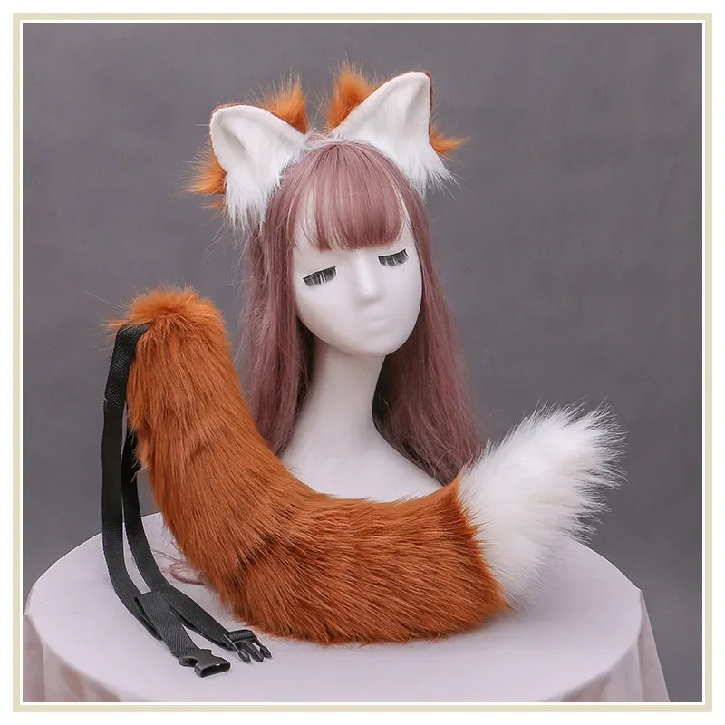 

Lolita Hand Made Fox Wolves Beast Ear Hair Hoop Headwear Hairbands Cat Tails Headband Props Anime Cosplay Costume Halloween