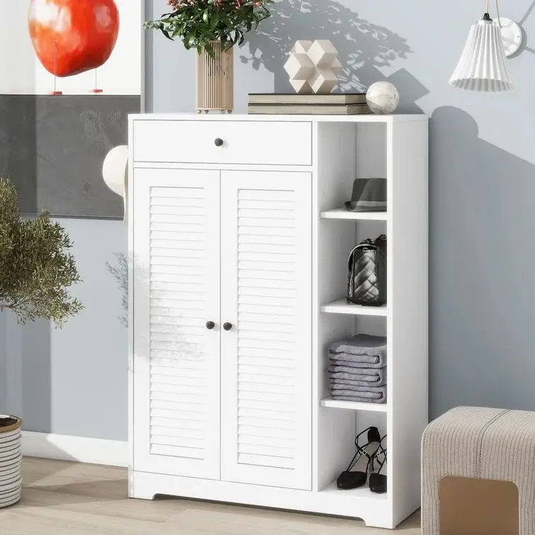 

Multifunction Home Furniture Bamboo Wooden Storage Organizer Living Room Shoes Rack Cabinet With Hidden Drawer