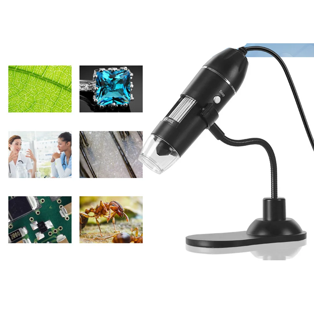 

1Pcs 1000X USB Digital Microscope High Resolution Magnifier for Electronics Lab Coin Jade Inspection with Adjustable Stand Black