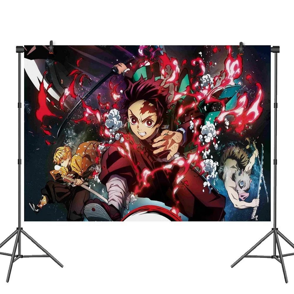 Decoraciones para Fiesta de Cumpleaños de Demon Slayer Kimetsu no Yaiba, Juego de Vajilla, Platos de Papel, Vasos, Pancarta, Anime, Recuerdos de Cosplay para Niños